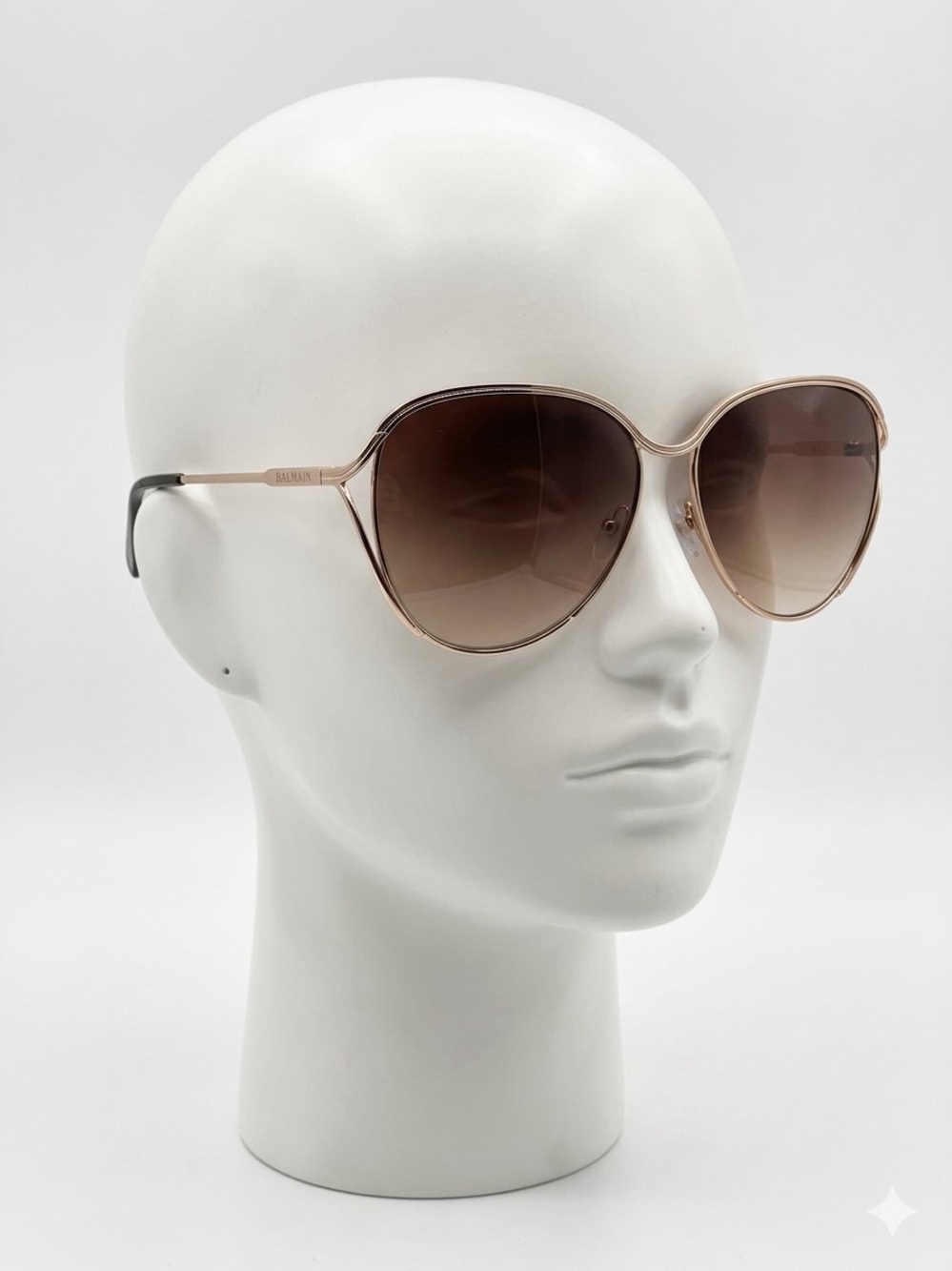 Balmain Gold Metal Frame Sunglasses with Brown Gradient Lenses